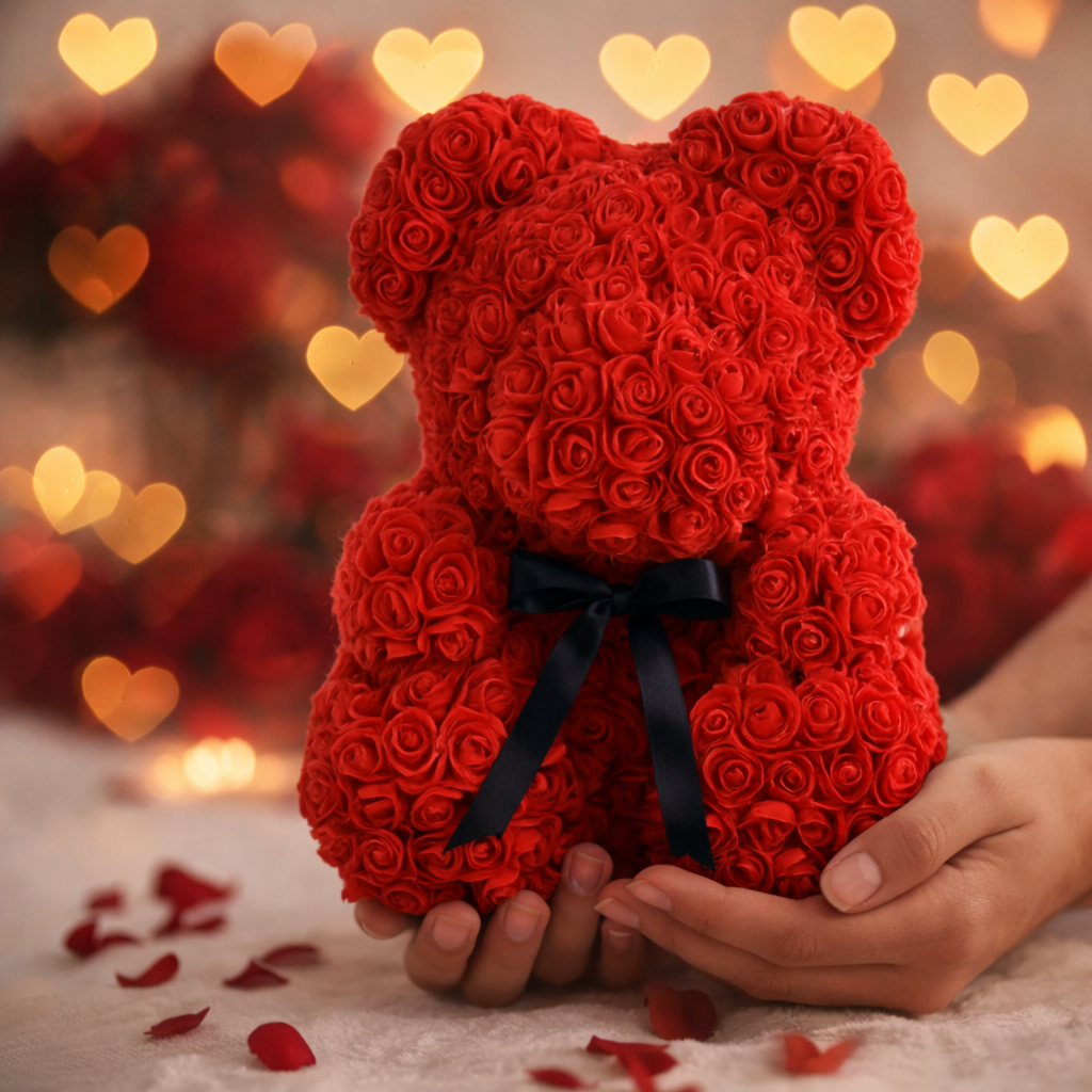 Miś z Czerwonych Róż – Gotowy Prezent na Walentynki (Dostawa 24h)