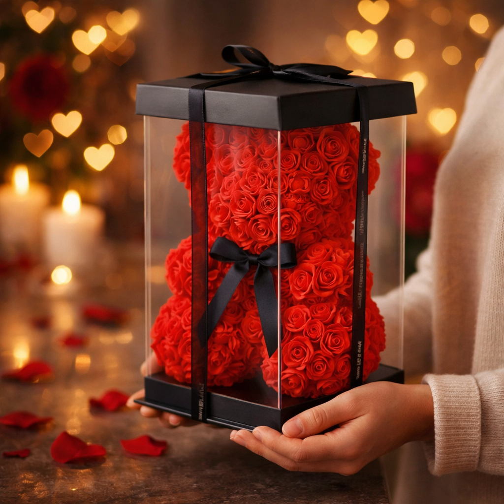 Miś z Czerwonych Róż – Gotowy Prezent na Walentynki (Dostawa 24h)