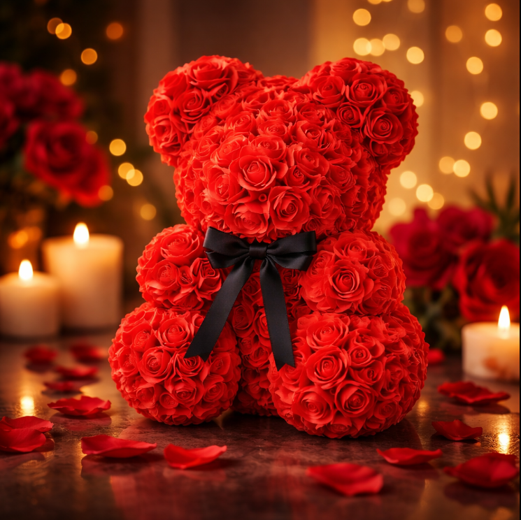 Miś z Czerwonych Róż – Gotowy Prezent na Walentynki (Dostawa 24h)